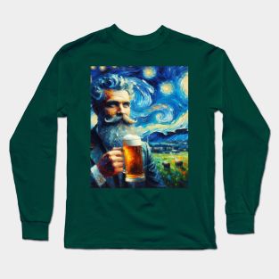 Irish Man at Starry Night Long Sleeve T-Shirt